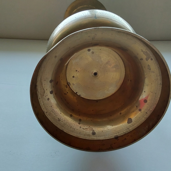 Large Etched Brass Vase Umbrella Stand 15" - Picture 5 of 5